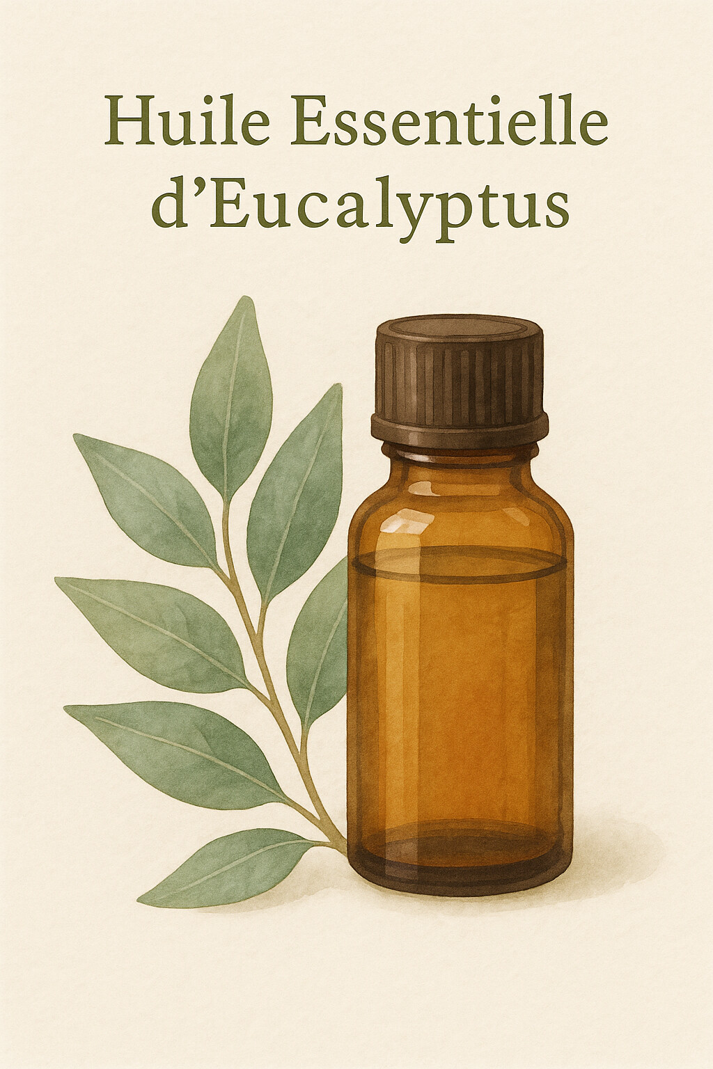 Flacon d’huile essentielle d’eucalyptus avec des feuilles